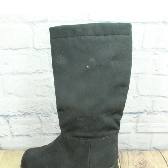 LL Bean Black Nylon Knee High Waterproof Insulated Tall Boots Size 7.5 M - Picture 2 of 10